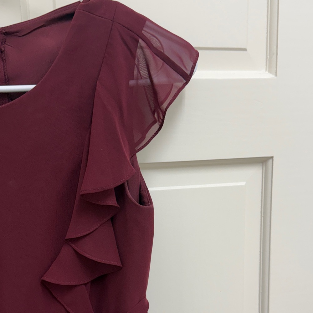 Azazie Jr Bridesmaid Cabernet Ruffle Maxi Dress - Picture 3 of 6